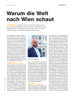 Dieser Beitrag in der Transkript Ausgabe 3/2025 fokussiert auf die Frage, warum die Welt nach Wien schaut - im Fokus steht Europas größte Biotechnologie Partnering Konferenz welche Anfang November 2025 in Wien stattfindet