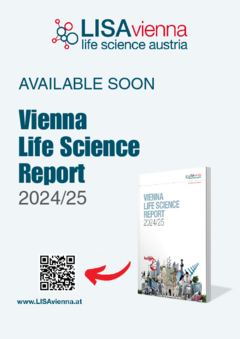 This file promotes the Vienna Life Science Report 2024/25 that will be available soon. The report cover ist shown, a LISAvienna logo and a QR Code that will link to the report pdf after it has been published