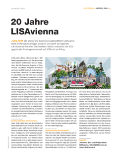 Advertorial anlässlich des 20. Geburtstags von LISAvienna, inhaltlicher Schwerpunkt: Medtech in Wien