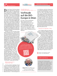 Dieses pdf enthält einen Artikel im Chemiereport (Ausgabe 4/2025): Aktuelle Daten zum Life Sciences Standort Wien und Vorfreude auf die BIO-Europe in Wien